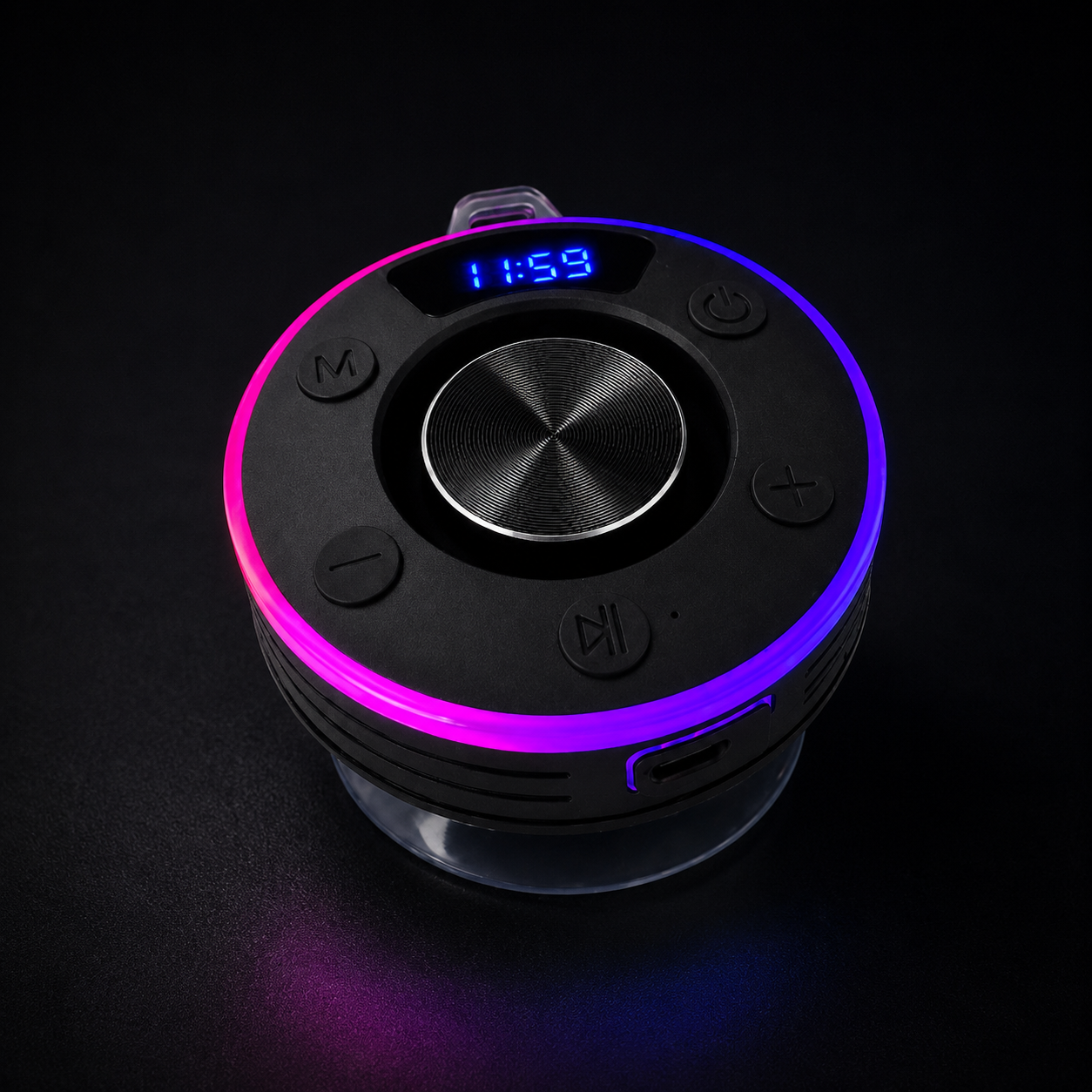 Waterproof Bluetooth Shower Speaker with Suction Mount, FM Radio & LED Clock
