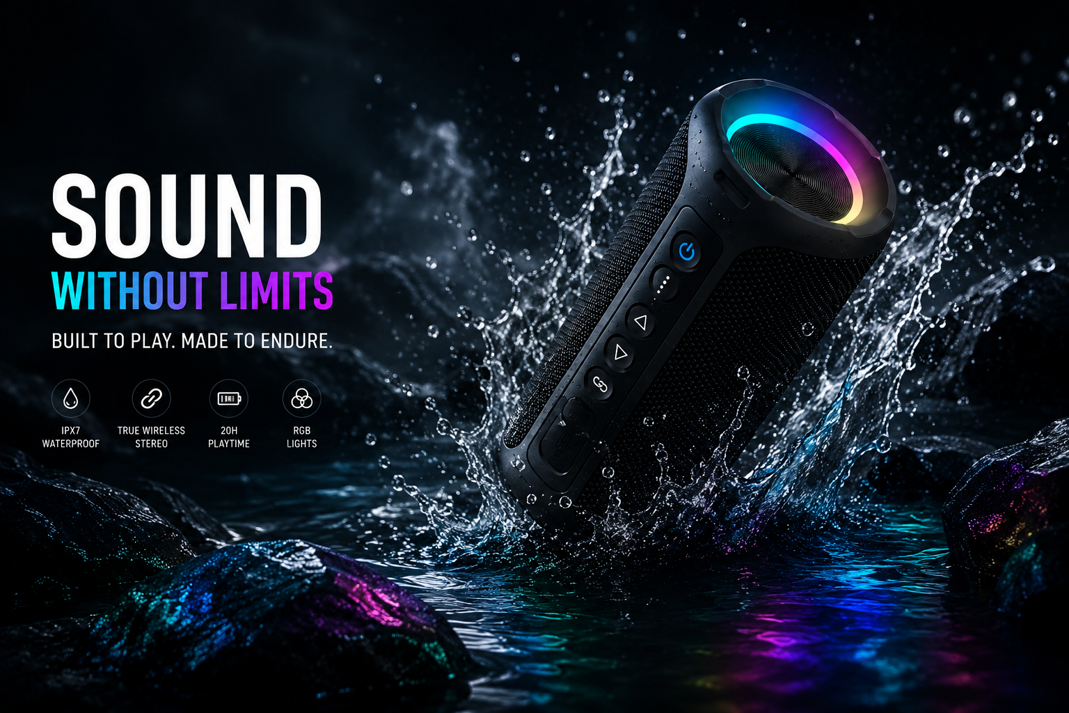 Ortizan 40W Portable Bluetooth Speaker – Deep Bass, IPX7 Waterproof & 30H Playtime