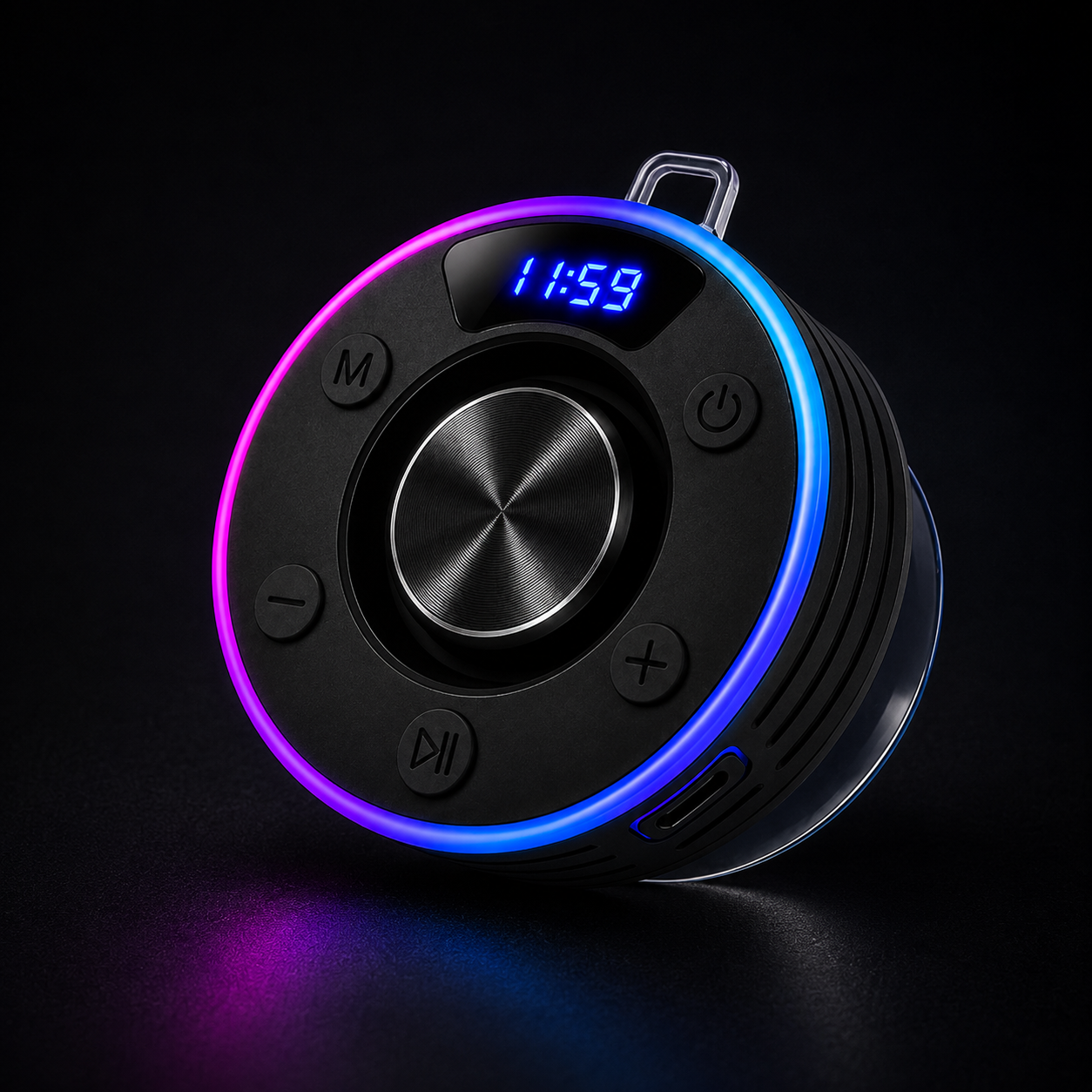 Waterproof Bluetooth Shower Speaker with Suction Mount, FM Radio & LED Clock